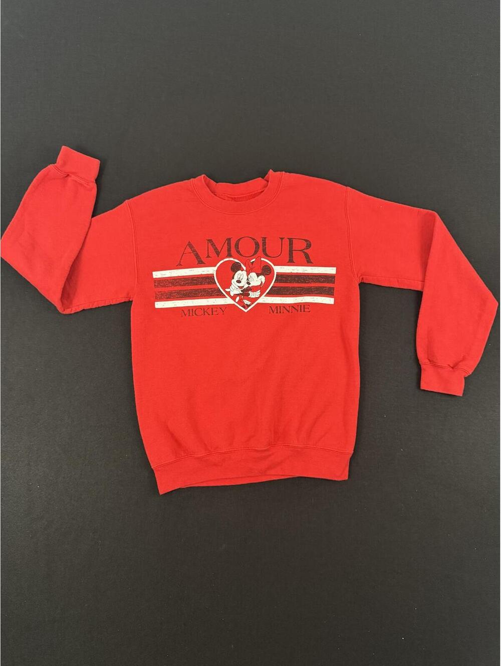 Disney Mickey and Minnie Amour Red Graphic Crewneck Sweatshirt Women's Small